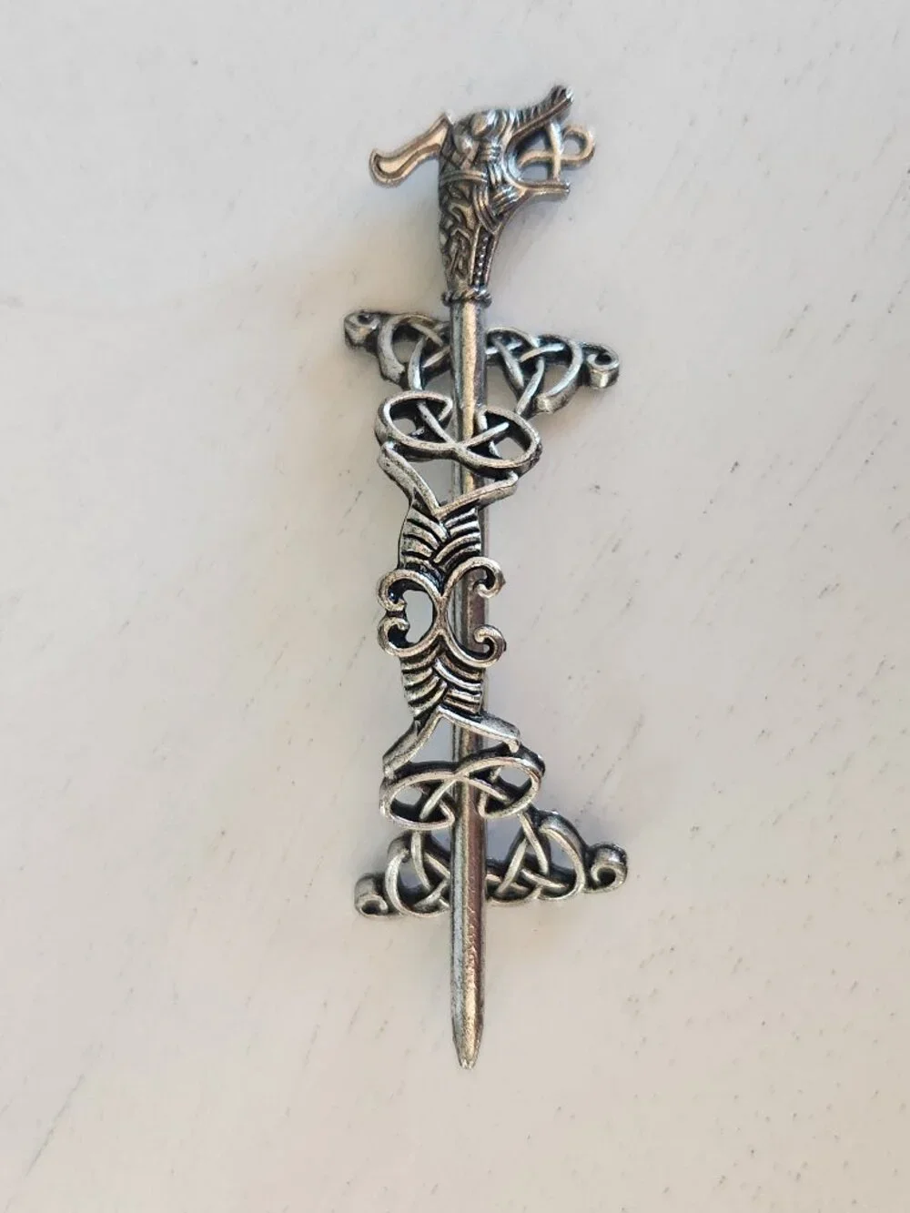 Viking-inspired Dragon Hair Pin Barrette with Celtic Knot Detailing